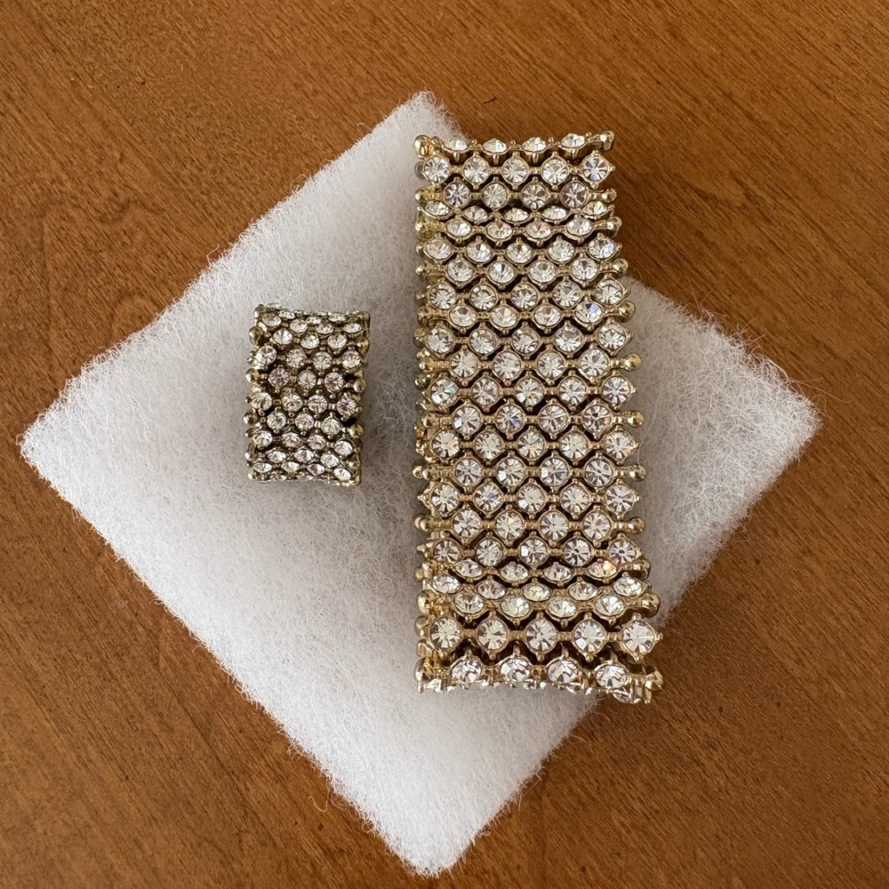 Gold and Silver Rhinestone Bracelet and Ring Set